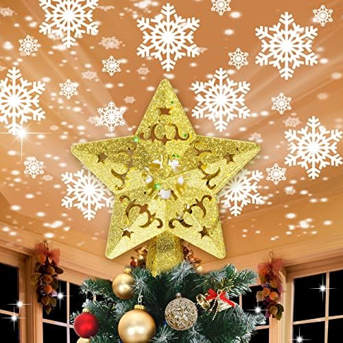 Mukum božićno drvce zvijezde Topper Light božićno drvce Zvijezda Topper Projektor s rotirajućim LED pahuljicama svjetla 3d