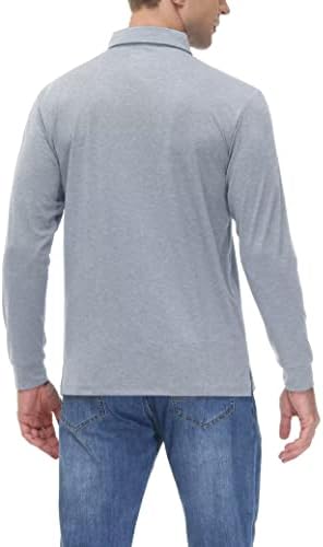 MagComsen muške polo majice s dugim rukavima 3 gumba košulja s ovratnikom Brzi suhi izvedba golf polo majica