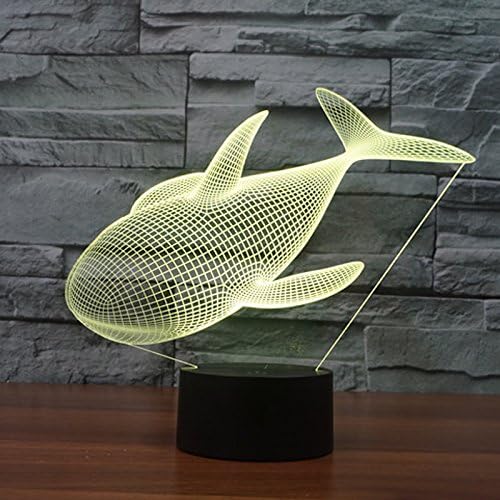Ljupka slatka 3D kita noćna svjetlost usb touch sklopka dekor stol stol stol optička iluzija svjetiljke 7 boja za promjenu