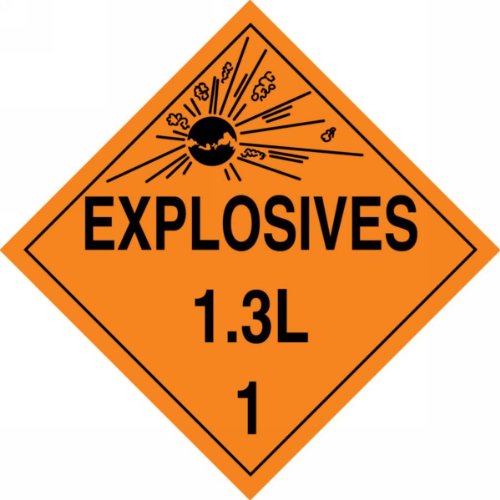 Accuform mpl126vp25 plastična opasnost klasa 1/divizija 3L točkica, eksplozivi 1,3l 1 s grafikom, 10-3/4 širina x 10-3/4