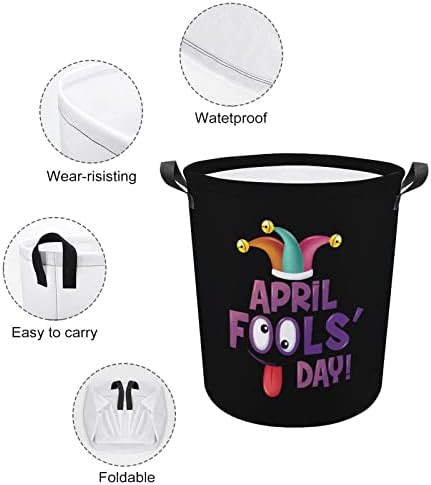April Fool's Day sklopiva košarica za pranje rublja vodootporna vreća za spremanje kante s ručicom 16,5 x 16,5 x 17
