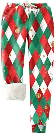 Božićni tiskani nadjev hlače tople show hlače toplo hlače ravnih nogu dame zadebljanje gamaše tanke hlače za kućnu odjeću